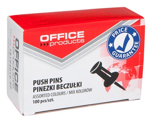 [TIM-9401999] Prikbordspelden Office Products geassorteerde kleuren (100)