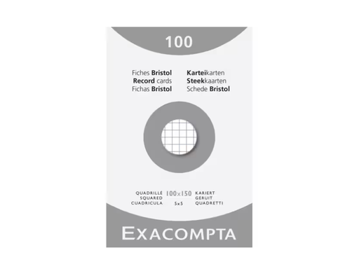 [EXA-13202E] Systeemkaart Exacompta 100x150mm 205gr geruit wit (100)