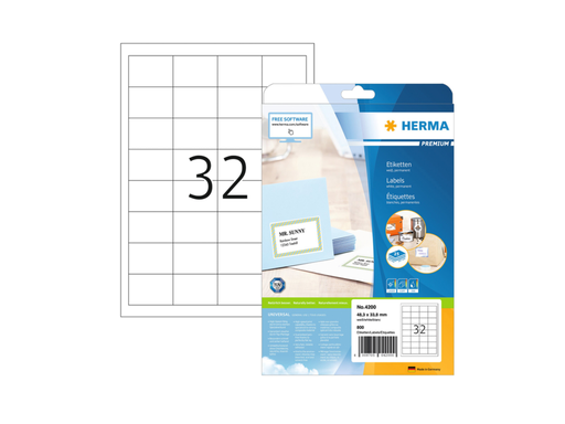 [HER-4200] Etiketten Herma 32 etik/bl 48,3x33,8mm wit (25)