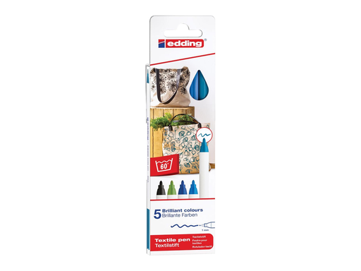 [TIM-4600S5C] Textielstift Edding 4600 geassorteerde koude kleuren (5)