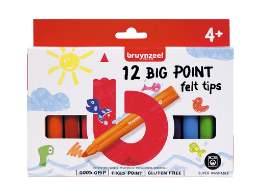 [TIM-6122012] Viltstiften Bruynzeel Kids big point assorti (12)