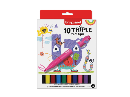 [TIM-6123010] Viltstift Bruynzeel Kids Triple geassorteerde kleuren (10)