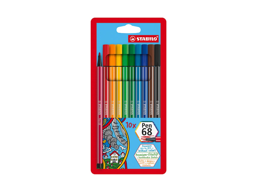 [TIM-0515320] Viltstift Stabilo pen 68 geassorteerde kleuren (10)