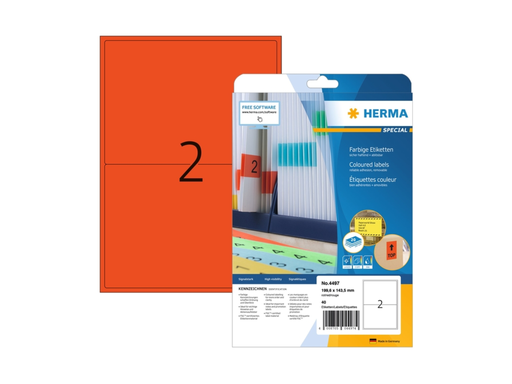 [HER-4497] Etiketten Herma 2 etik/bl  199.6x143.5mm afneembaar wit (20)