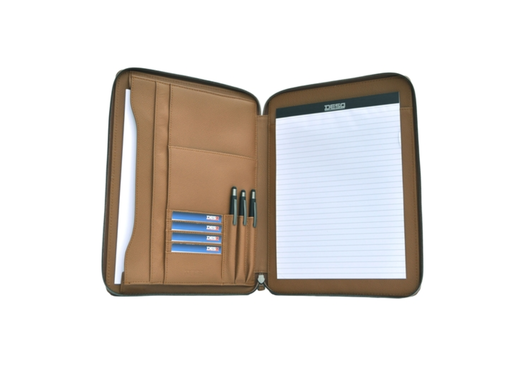 [QUA-369407] Schrijfmap DESQ A4 met rits leder bruin 