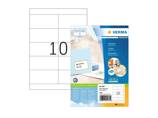 [QUA-4281] Etiket HERMA 4281 105x50.8mm premium wit (1000)