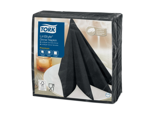 [QUA-478825] Dinerservet Tork Linstyle Premium 1/4 vouw 1-laags 390x390mm zwart (50) 