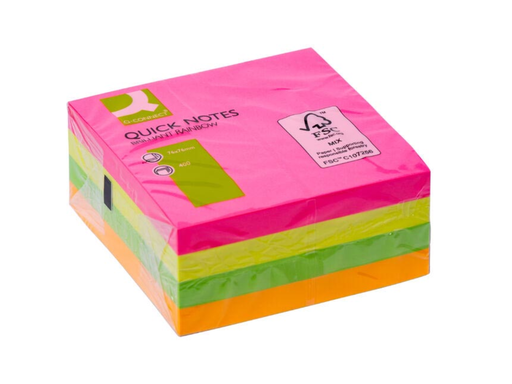 [TIM-KF10497] Quick notes Q-connect 76x76mm 400vel geassorteerde neonkleuren
