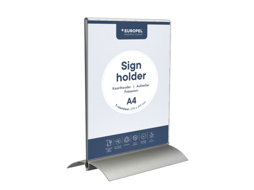 [QUA-350062] Folderhouder Europel acryl/aluminium T-voet A4 staand