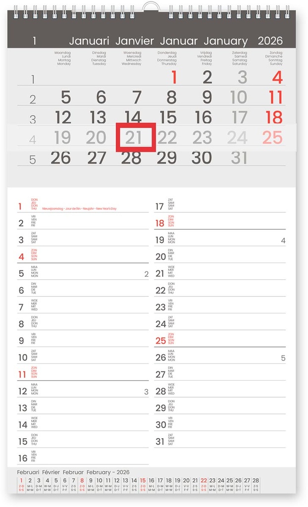 Maandkalender Memo-Manager 335x205mm viertalig 2026