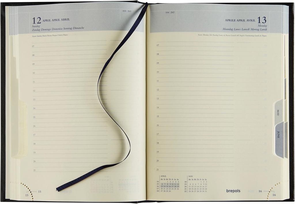 Agenda Brepols Euro Lima 148x210mm zestalig zwart 2026 1 dag/pagina
