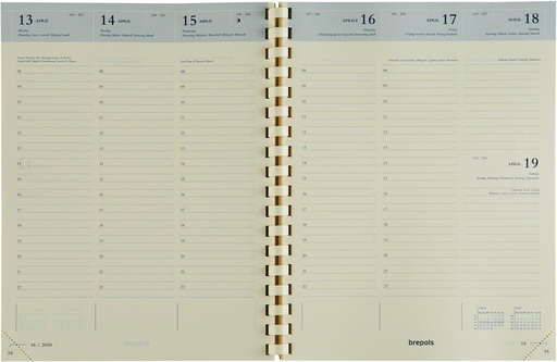 [AGE-1363302] Agenda Brepols Timing Palermo 168x220mm zestalig bruin 2027 1 week/2 pagina's