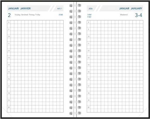 [AGE-1000W] Zakagenda Aurora Technica 10W 105x165mm viertalig assorti 2027 1 dag/pagina
