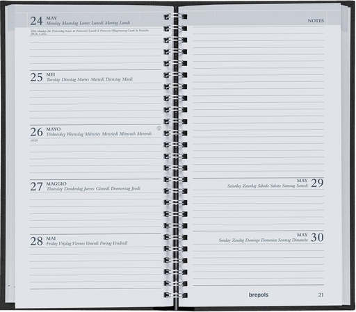 [AGE-754910] Zakagenda Brepols Notavision Polyprop 90x160mm viertalig assorti 2026 1 week/2 pagina's