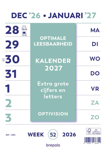 [AGE-895902] Kalender Brepols Optivision Nederlandstalig 2027