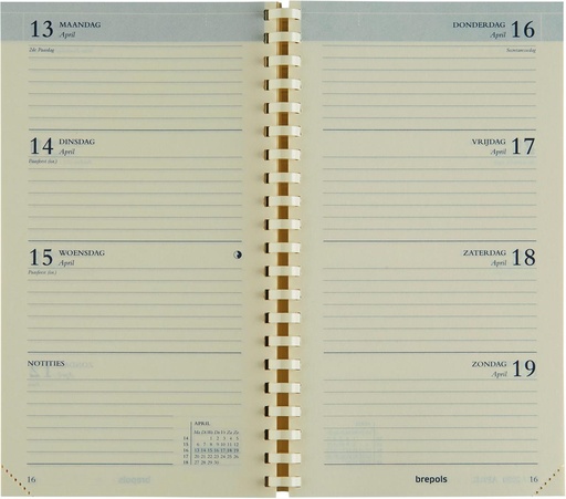 [AGE-731059Z] Zakagenda Brepols Interplan Genova 89x160mm Nederlandstalig zwart 2026 1 week/2 pagina's