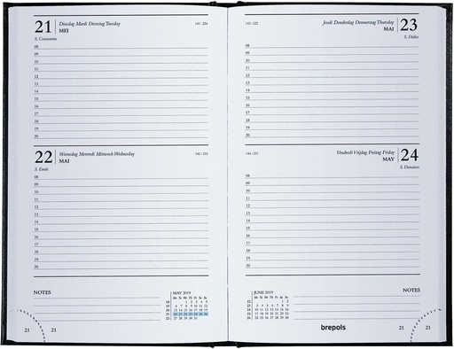 [AGE-221255Z] Agenda Brepols Saturnus Lima 133x210mm viertalig zwart 2026 2 dagen/pagina