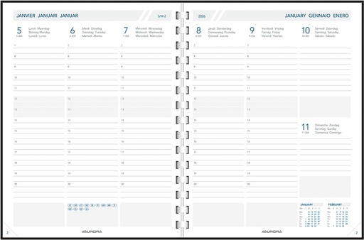 [AGE-A2911P] Agenda Aurora Business 29P Alaska 175x225mm zestalig assorti 2026 1 week/2 pagina's