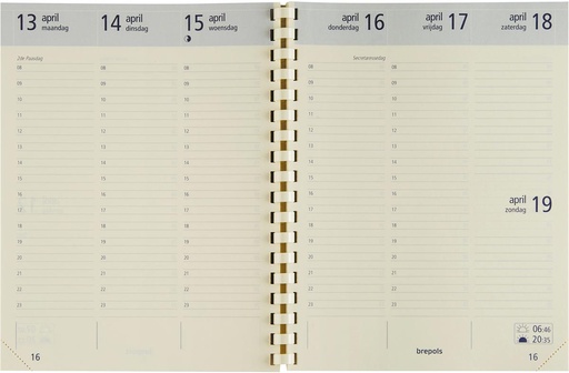 [AGE-1733012] Agenda Brepols Optivision Large Palermo 168x220mm Nederlandstalig zwart 2026 1 week/2 pagina's