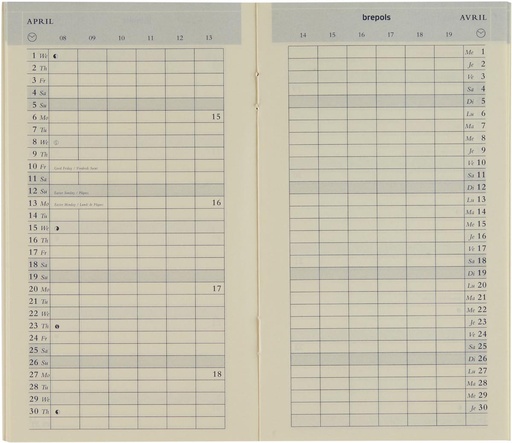 [AGE-604908] Vulling Brepols voor zakagenda Plan-O-Rama Genova 92x158mm tweetalig 2026 1 maand/2 pagina's