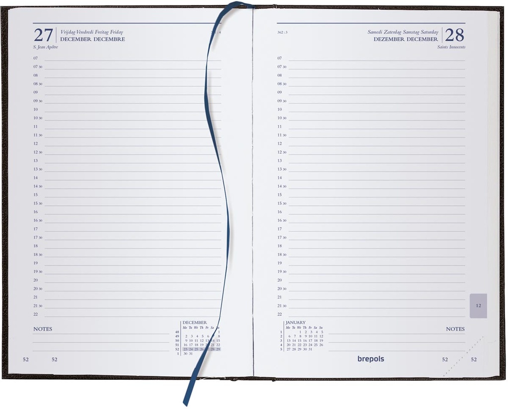 Agenda Brepols Saturnus Lima Luxe 133x208mm viertalig blauw 2026 1 dag/pagina