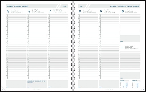 [AGE-A2711P] Agenda Aurora Plan-A-Week 27P Alaska 210x270mm zeventalig assorti 2026 1 week/2 pagina's
