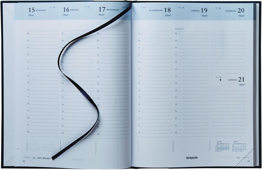 Agenda Brepols Timing Lima 171x220mm Nederlandstalig zwart 2026 1 week/2 pagina's