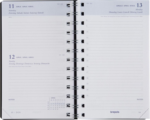 [AGE-516902Z] Agenda Brepols Breform Polyprop 100x165mm zestalig zwart 2026 1 dag/pagina