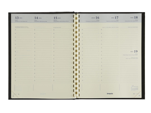 [AGE-136301Z] Agenda Brepols Timing Palermo 168x220mm zestalig zwart 2027 1 week/2 pagina's