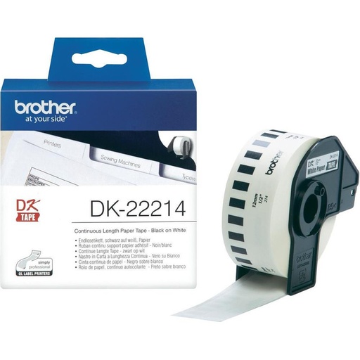[PTO-DK22214] Label Brother DK-22214 12mmx30,48m papier zwart op wit