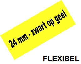 [PTO-TZEFX651] Tape Brother P-Touch TZE-FX651 24mm zwart op geel flexibel