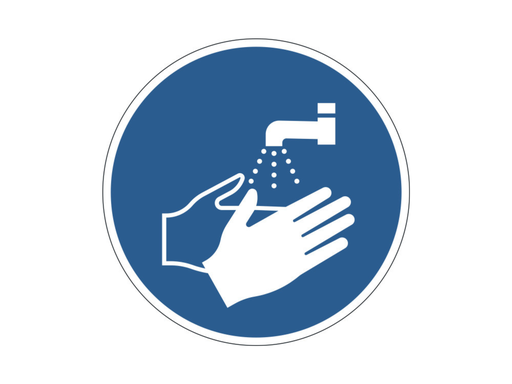 [DUR-103606] Vloermarkering Durable sticker Ø430mm "handen wassen verplicht" verwijderbaar blauw