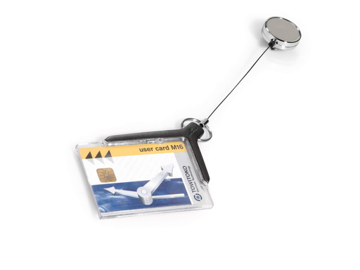 [DUR-830758] Kaarthouder De LUXE met chrome afrolmechanisme voor 1 kaart Durable houtskool (10)