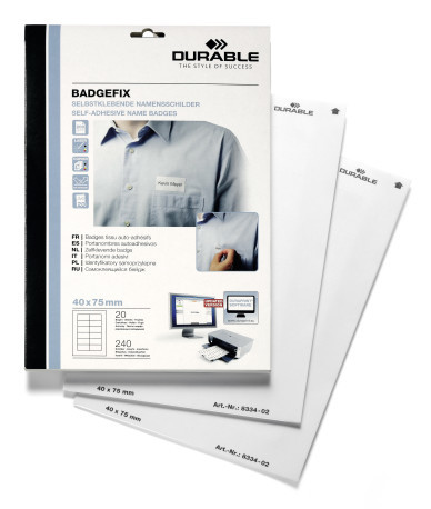 [DUR-833402] Textielnaambadge BADGEFIX Durable 40x75mm zelfklevend wit (240)