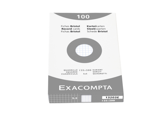 [EXA-13203E] Steekkaart Exacompta 125x200 geruit wit (100)