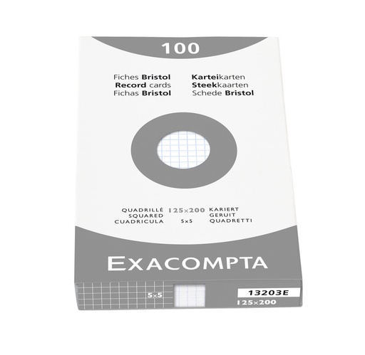 [EXA-13203E] Steekkaart Exacompta 125x200 geruit wit (100)