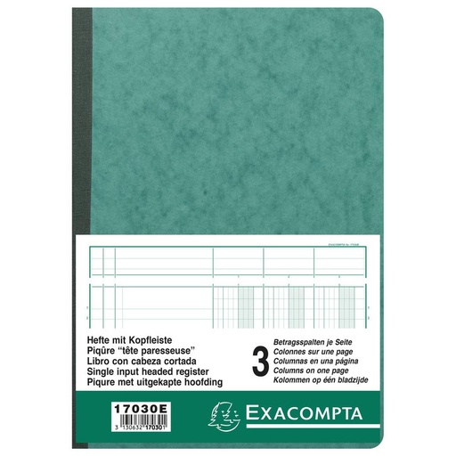 [EXA-17030E] Register met uitgesneden hoofd 29,7x21cm 3 kolommen / pag 34 lijnen