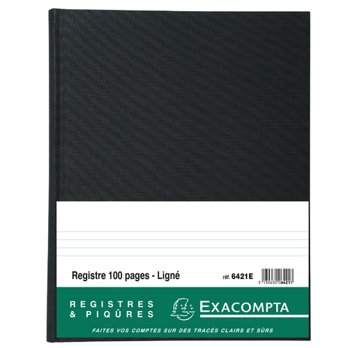 [OUT-6421E] Register Exacompta karton 32x25cm 100blad gelijnd zwart