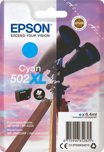 [EPS-C13T02W24010] Cartridge Epson Inkjet 502XL WorkForce WF-2860 470 pag. CY