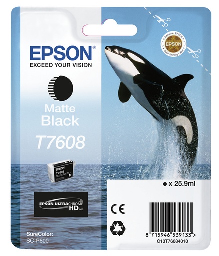 [EPS-T760840] Cartridge Epson Inkjet T7608 SureColor P600 25,9ml MATT BK
