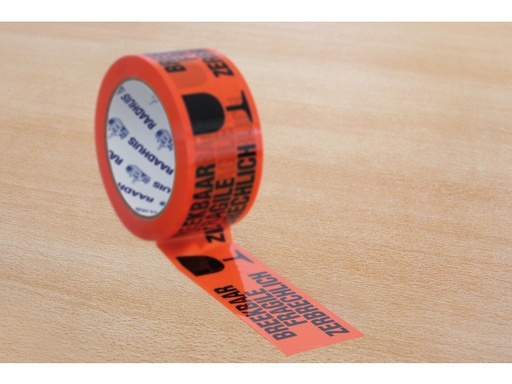 [VER-351159] Verpakkingstape Raadhuis 50mmx66m "Breekbaar"' oranje (581320)