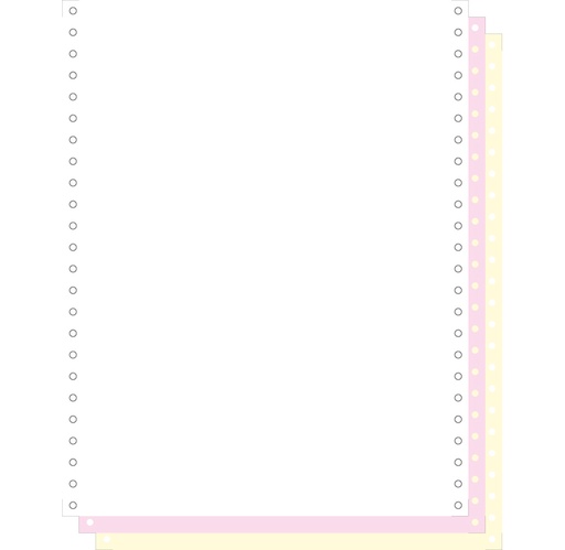 [KET-62523] Blanco ft.12"x240 3-voud 70gr afscheurbare pinfeed ncr wit-geel-roze (1000)