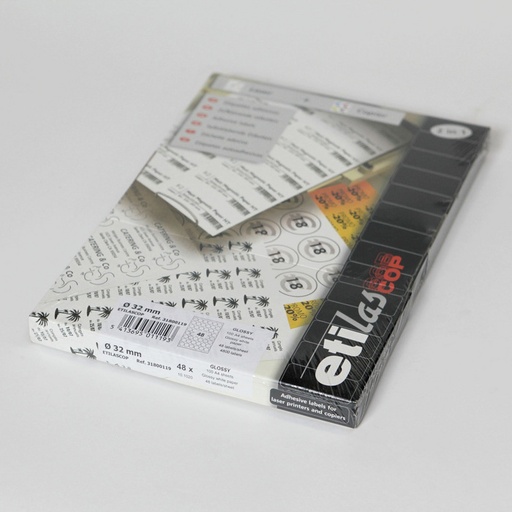 [ETI-31800119] Etiketten Etipage 48 etik/bl Ø32mm 100bl/d glanzend wit