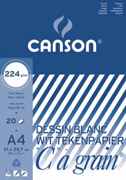 [TIM-0027135] Tekenblok Canson "C" à grain 21x29,7cm 224gr wit 20 vel