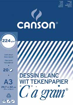 [TIM-0027138] Tekenblok Canson "C" à grain 29,7x42cm 224gr wit 20 vel