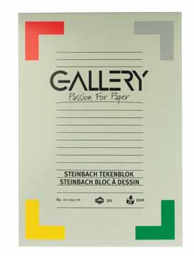 [TIM-01327] Tekenblok Gallery steinbach 21x29,7cm 200gr wit 20vel