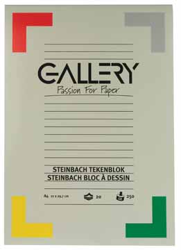 [TIM-01339] Tekenblok Gallery steinbach 21x29,7cm 250gr wit 20vel
