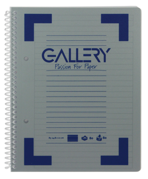 [TIM-01613] Spiraalschrift Gallery traditional PP A5 gelijnd afscheurbaar 160blz assorti