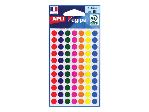 [TIM-100624] Etiketten Apli Ø 8mm assorti (385)