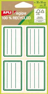 [TIM-101343] Schooletiket Apli 36x56mm groene rand gelijnd (32)